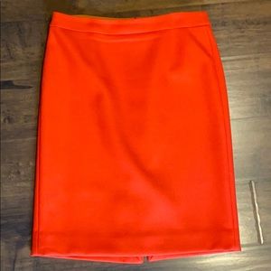JCREW orange wool pencil skirt size 8